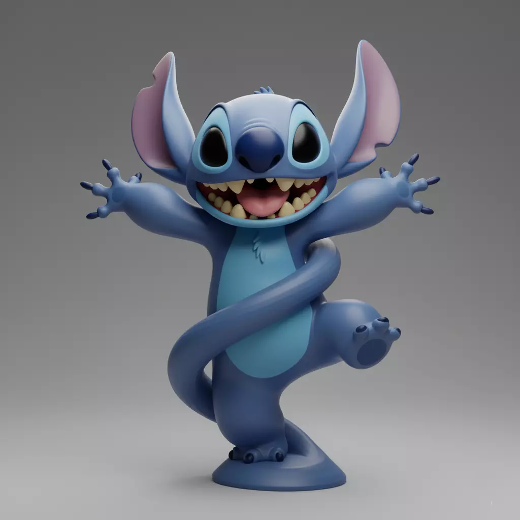 Playful Stitch sculpture 3D print model_0