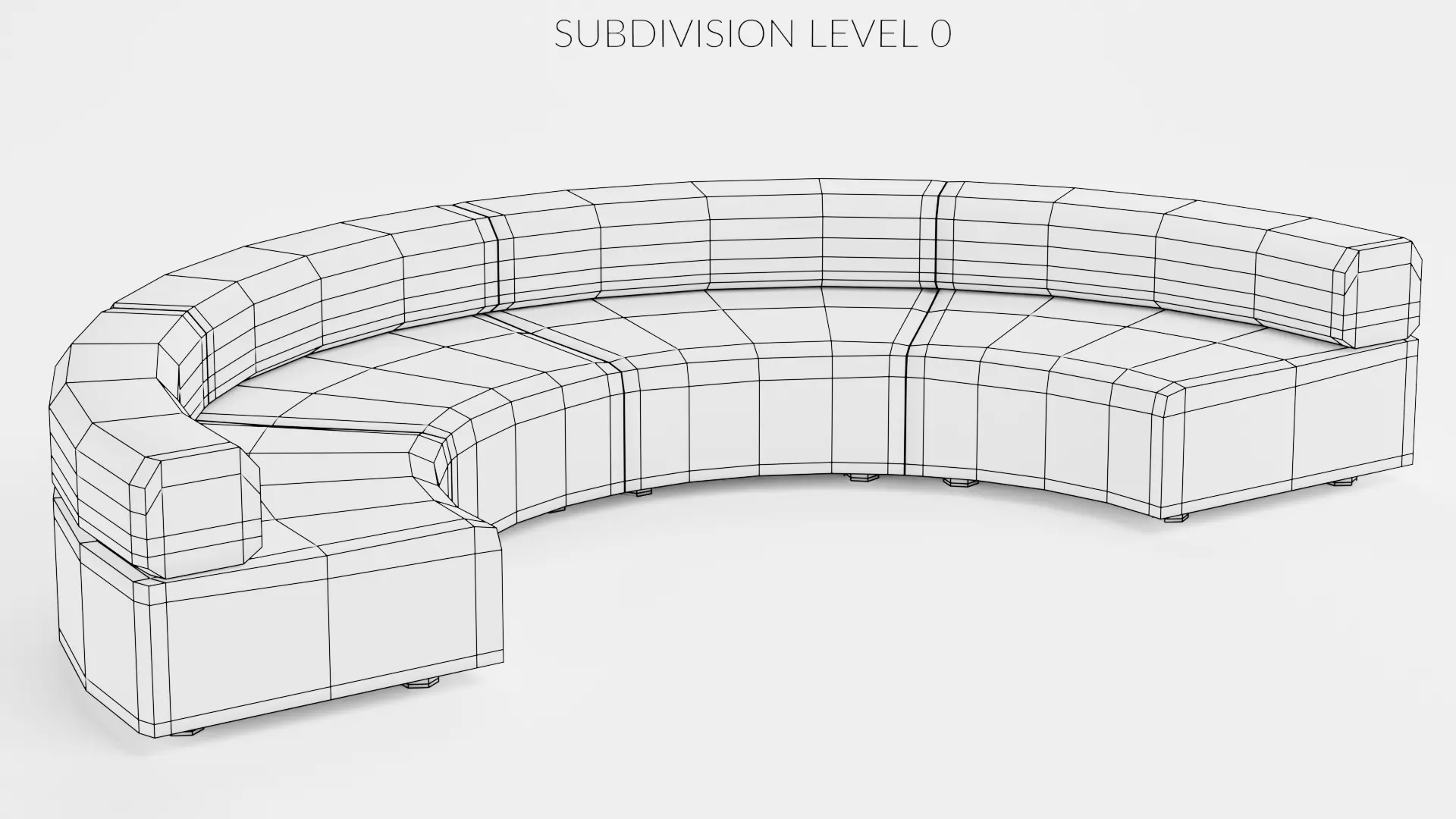 Modular Curved Sofa V1 Low-poly 3D model_11