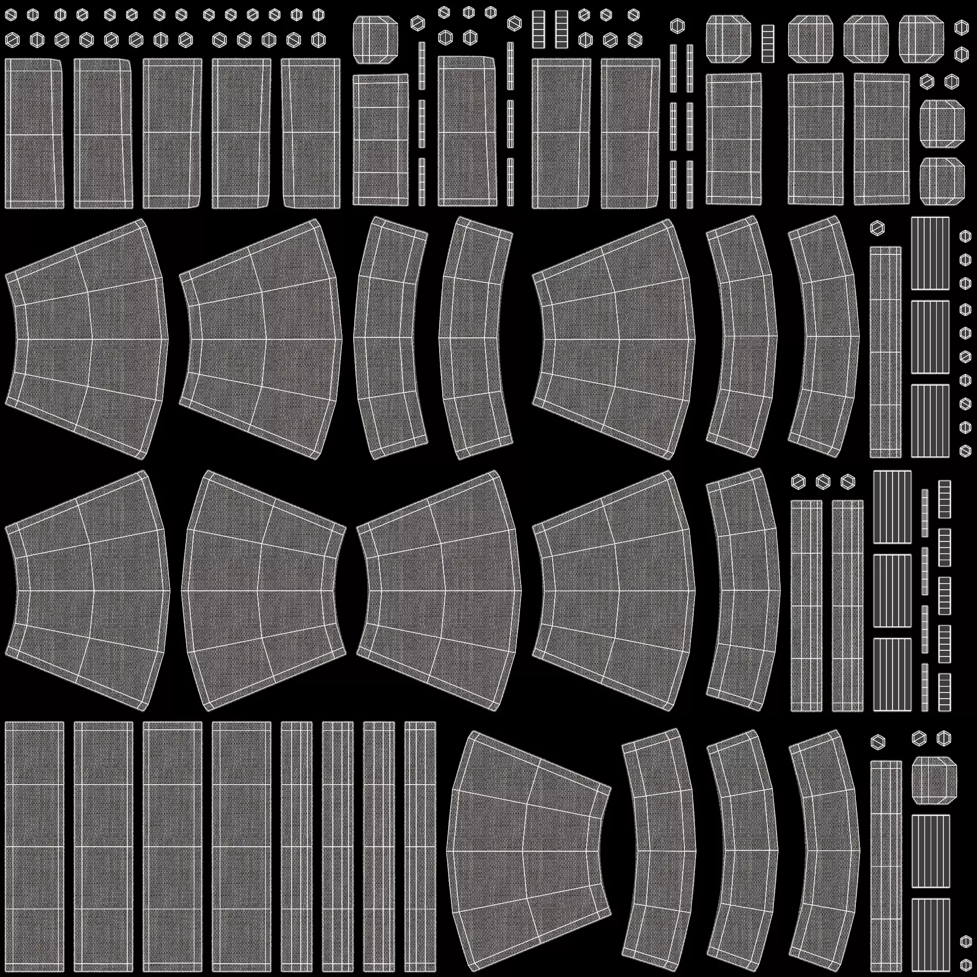 Modular Curved Sofa V1 Low-poly 3D model_8