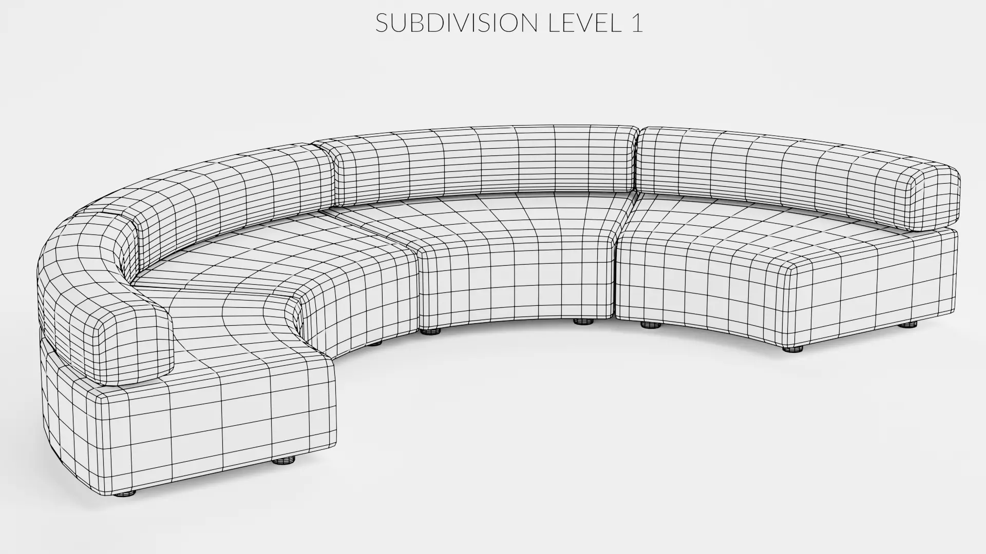 Modular Curved Sofa V1 Low-poly 3D model_12