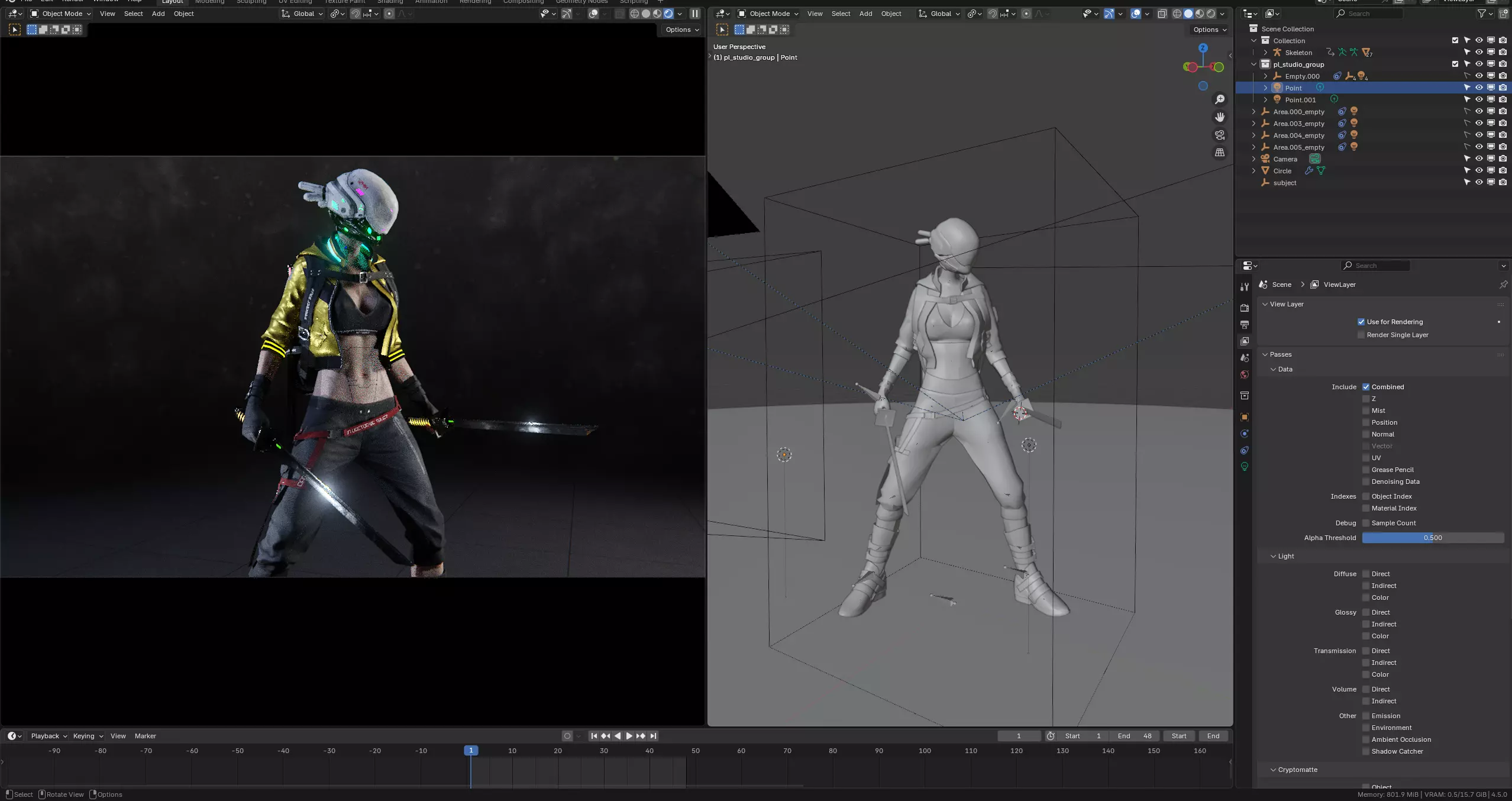 Futuristic Cyberpunk Samurai Girl - Rigged 3D model_13