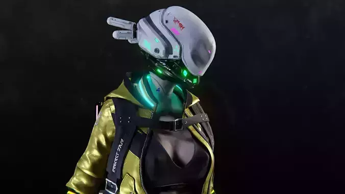 Futuristic Cyberpunk Samurai Girl - Rigged 3D model