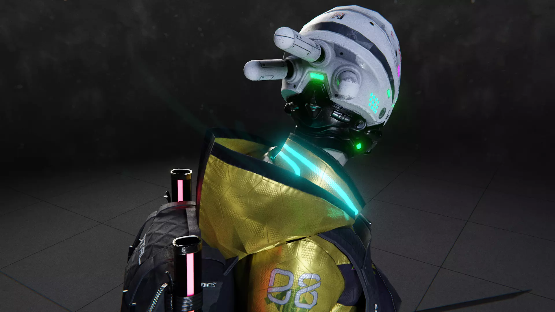 Futuristic Cyberpunk Samurai Girl - Rigged 3D model_7