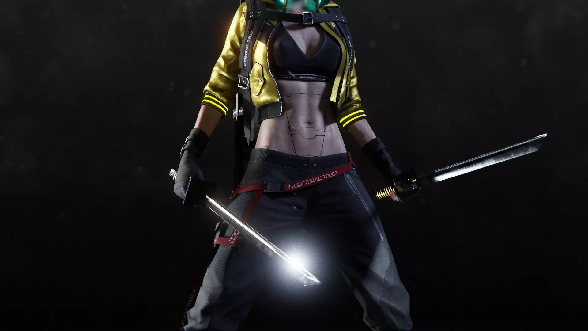 Futuristic Cyberpunk Samurai Girl - Rigged 3D model_9