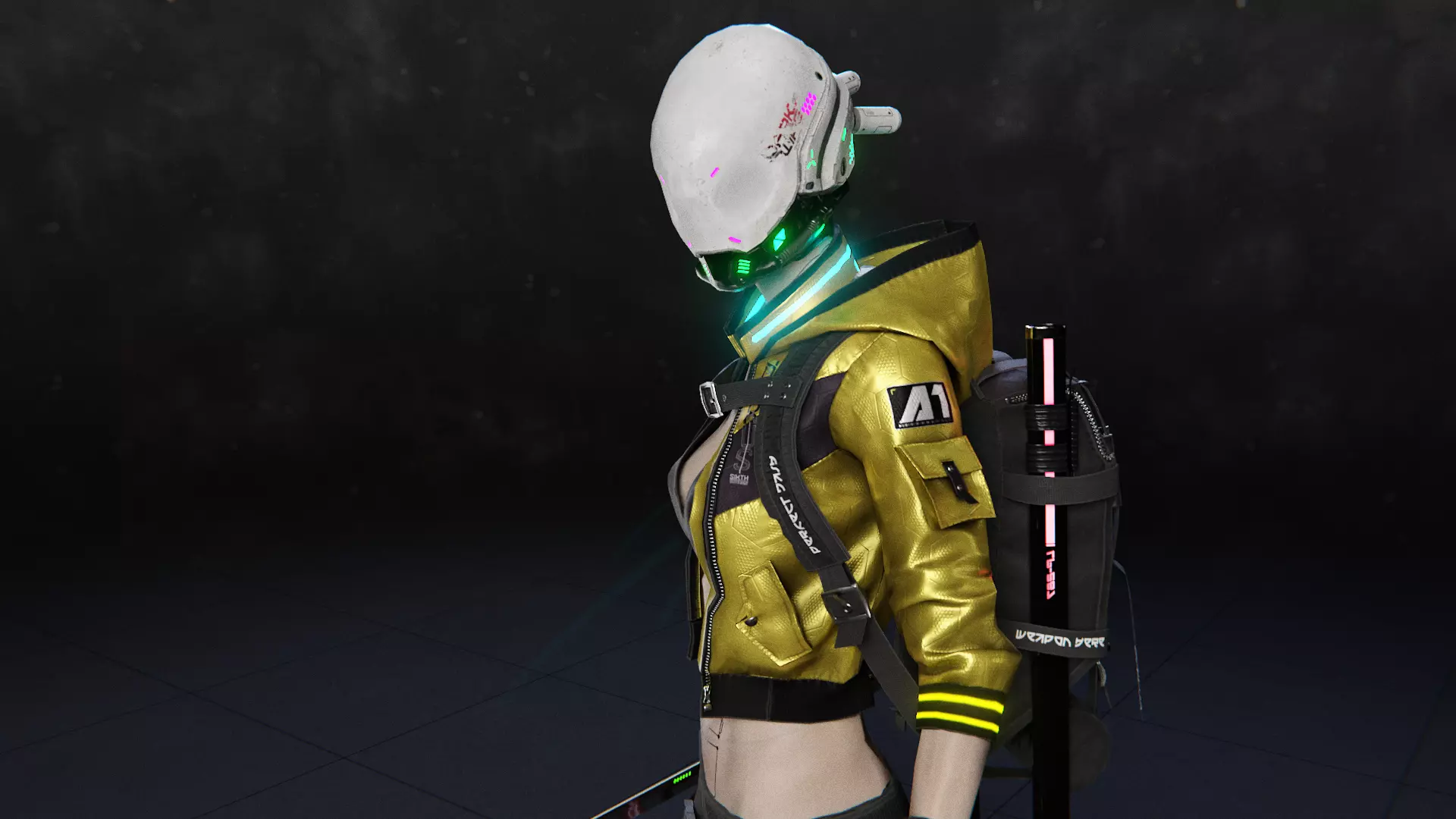 Futuristic Cyberpunk Samurai Girl - Rigged 3D model_3