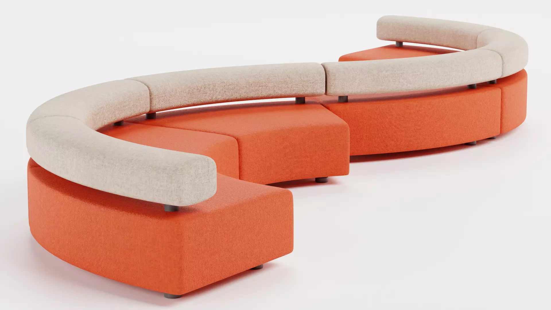 Modular Curved Sofa V2 Low-poly 3D model_6