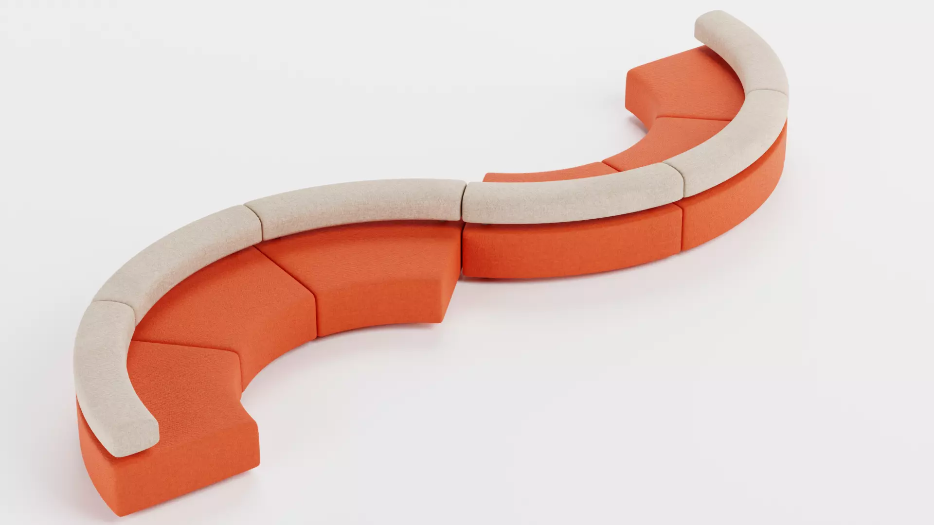 Modular Curved Sofa V2 Low-poly 3D model_3