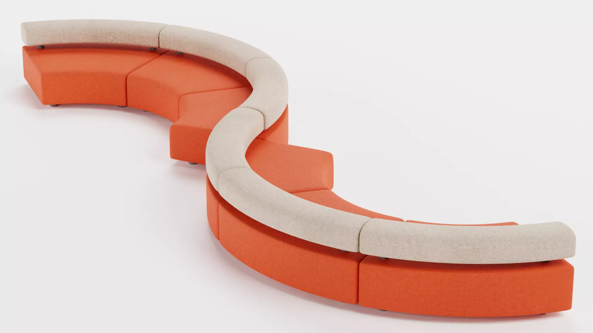 Modular Curved Sofa V2 Low-poly 3D model_5