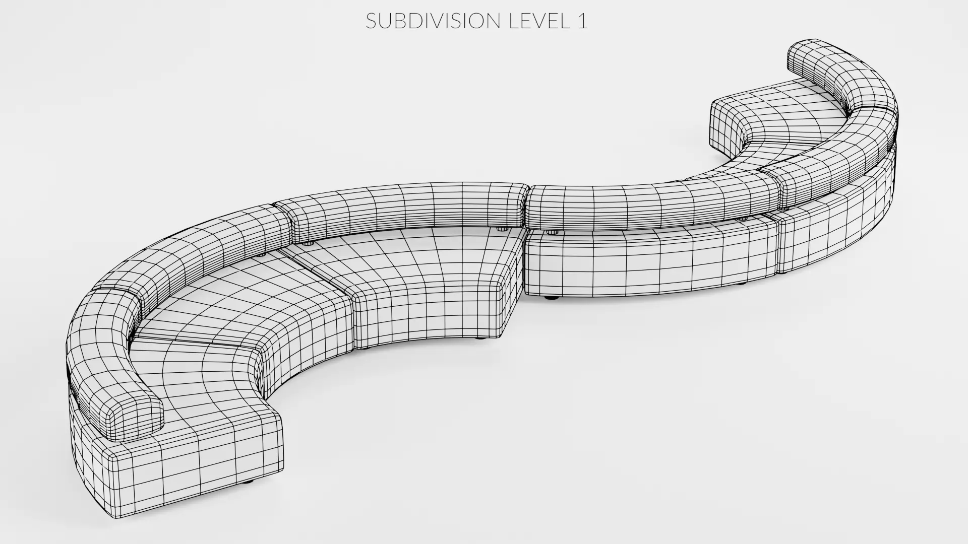 Modular Curved Sofa V2 Low-poly 3D model_11