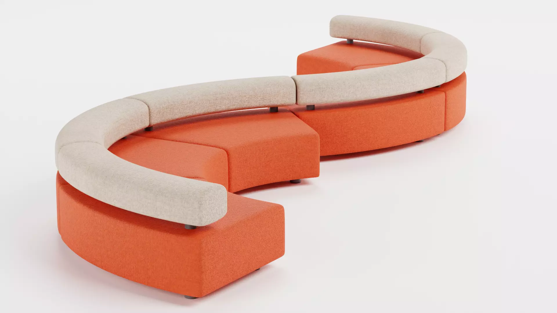 Modular Curved Sofa V2 Low-poly 3D model_4