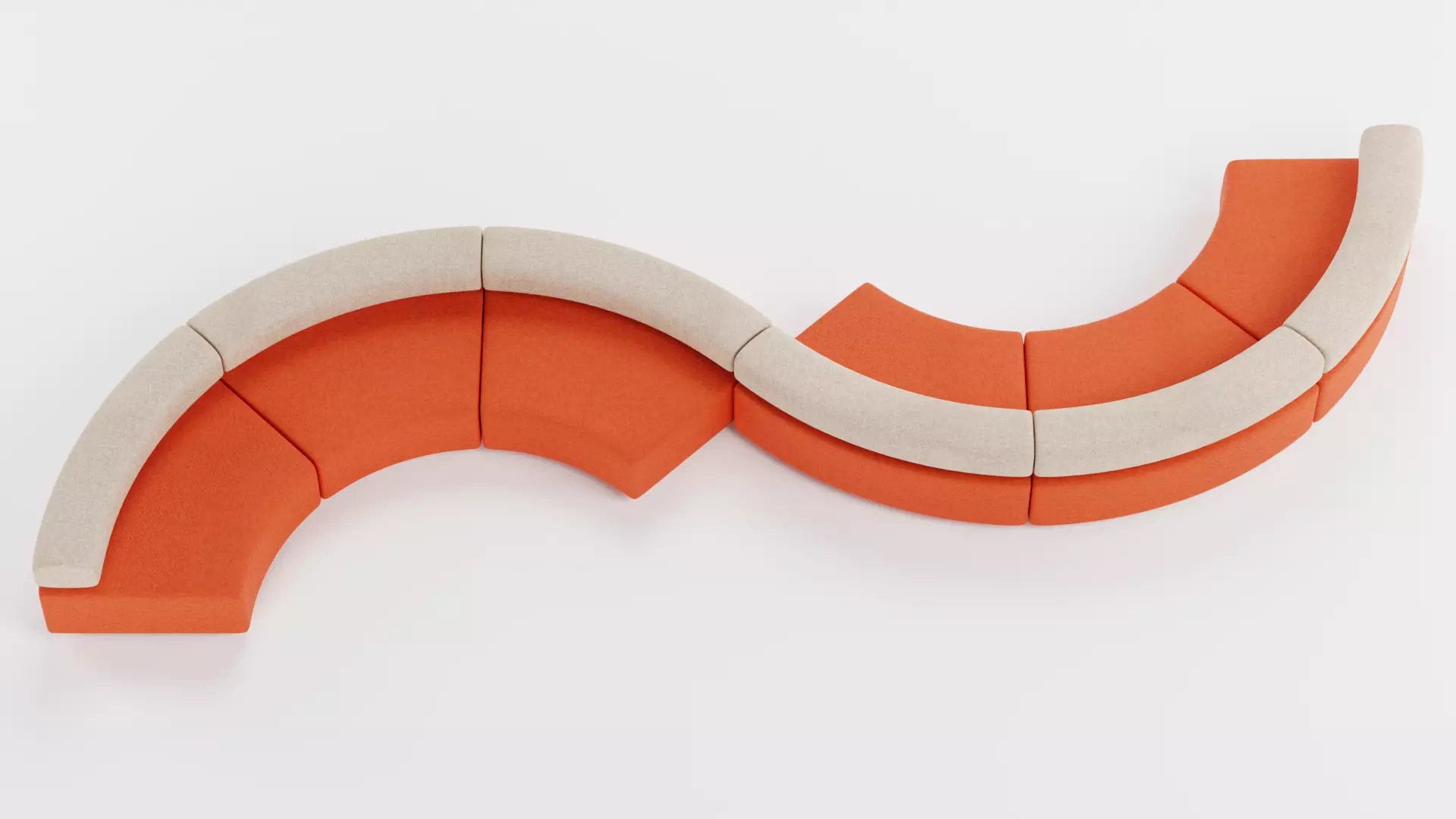 Modular Curved Sofa V2 Low-poly 3D model_0