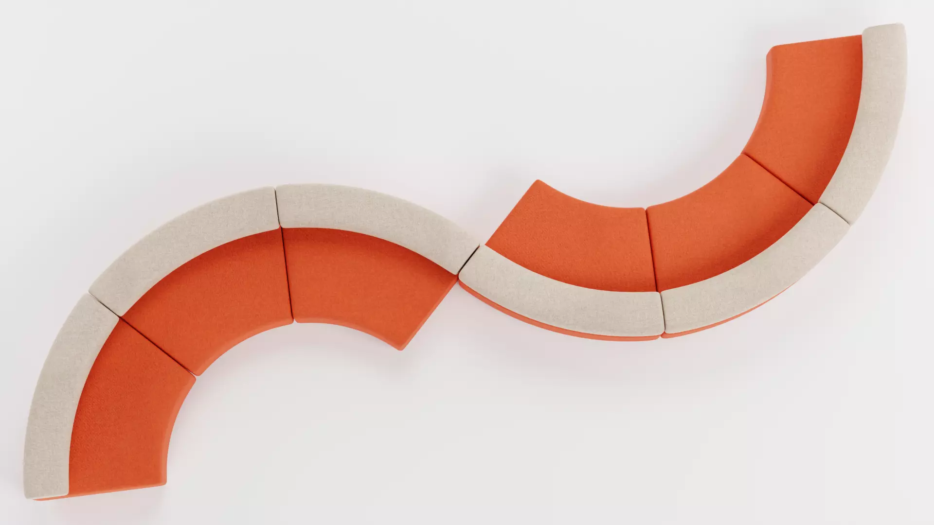 Modular Curved Sofa V2 Low-poly 3D model_1