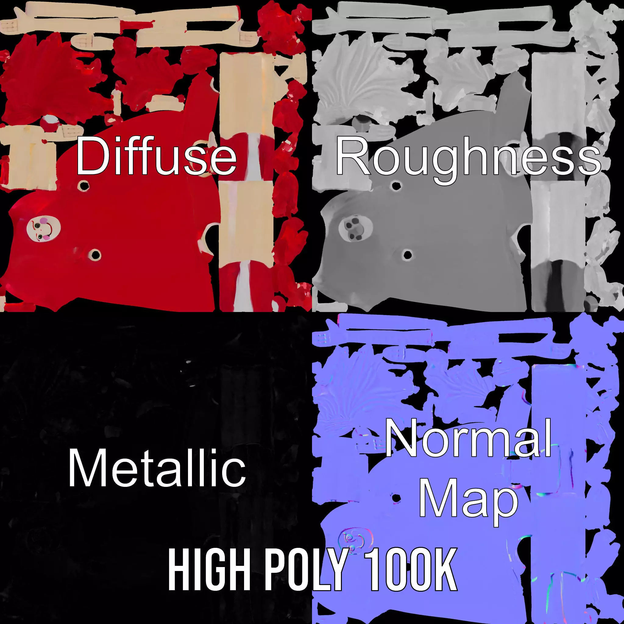 Red Yarn Doll model pack Low-poly 3D model_3