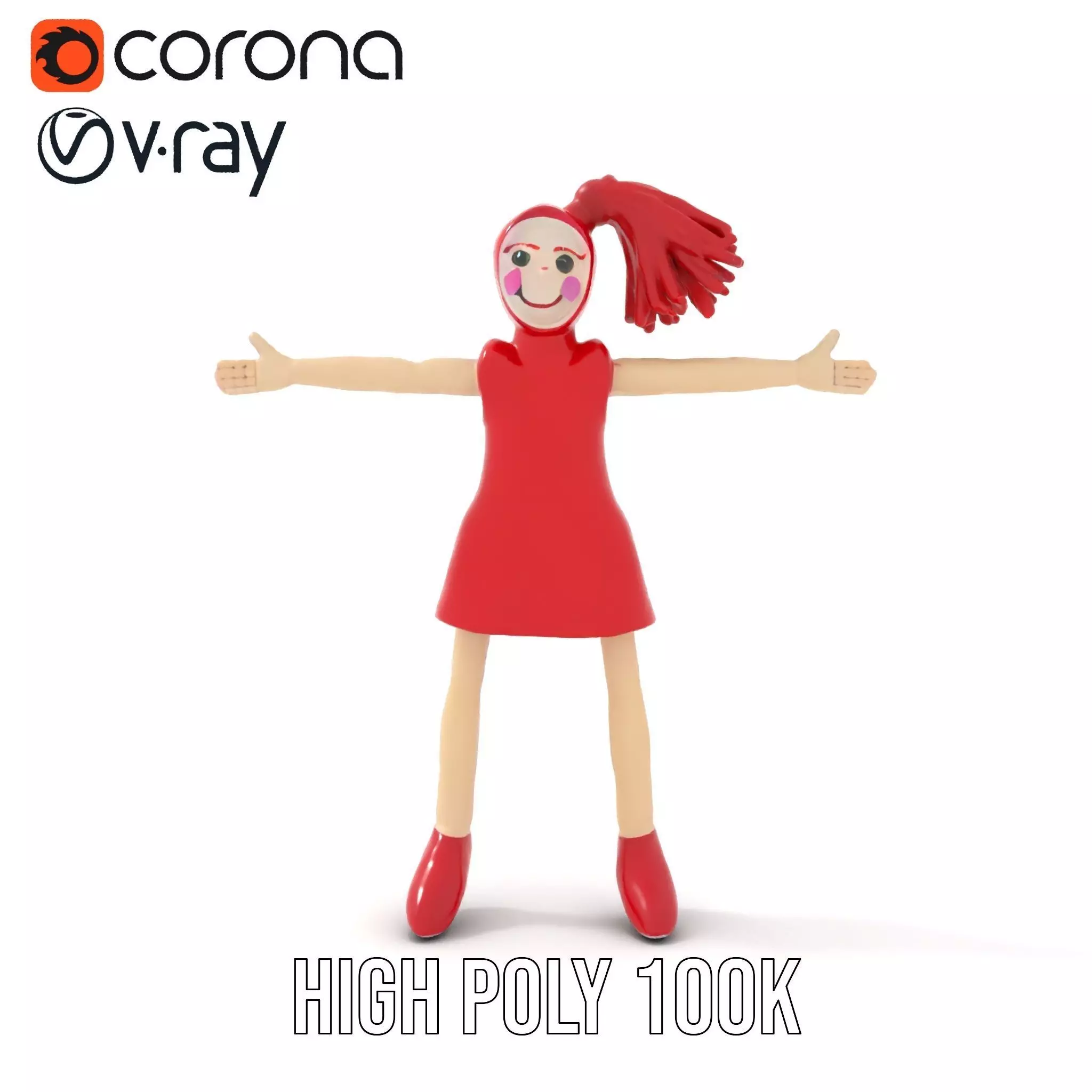 Red Yarn Doll model pack Low-poly 3D model_18