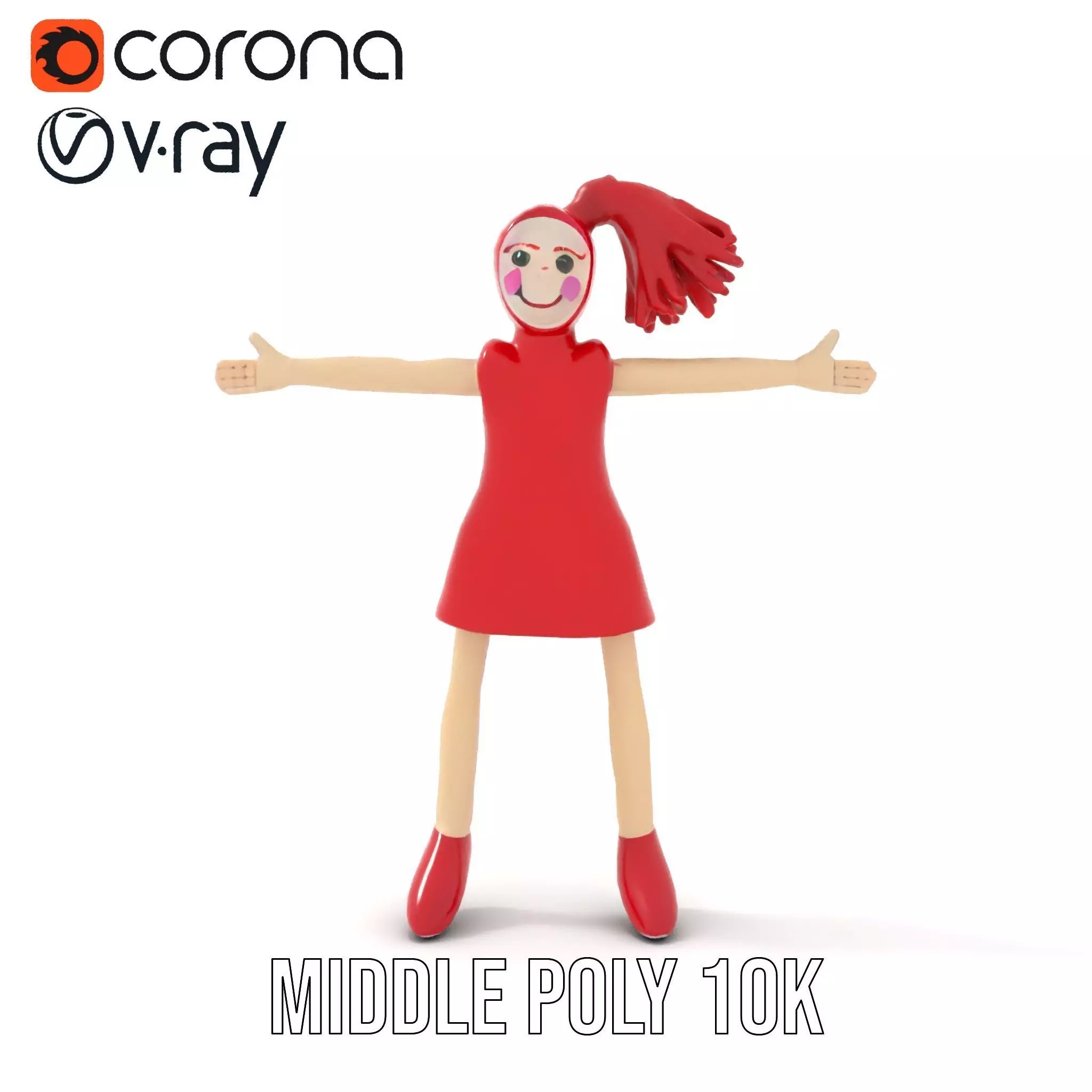 Red Yarn Doll model pack Low-poly 3D model_5