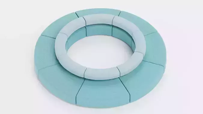 Modular Circular Sofa V4 Low-poly 3D model 5