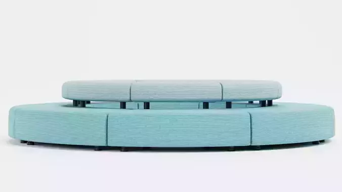 Modular Circular Sofa V4 Low-poly 3D model 2