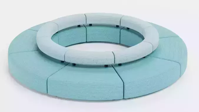 Modular Circular Sofa V4 Low-poly 3D model 4