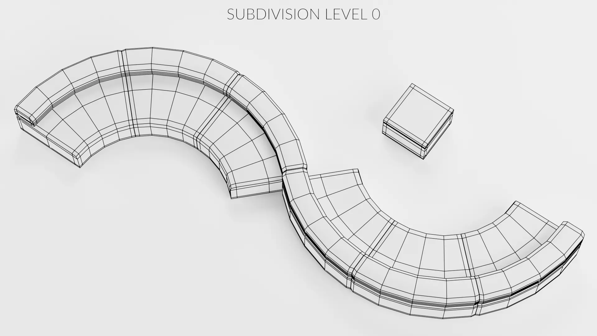Modular Curved Sofa with Square Pouffe V5 Low-poly 3D model_9