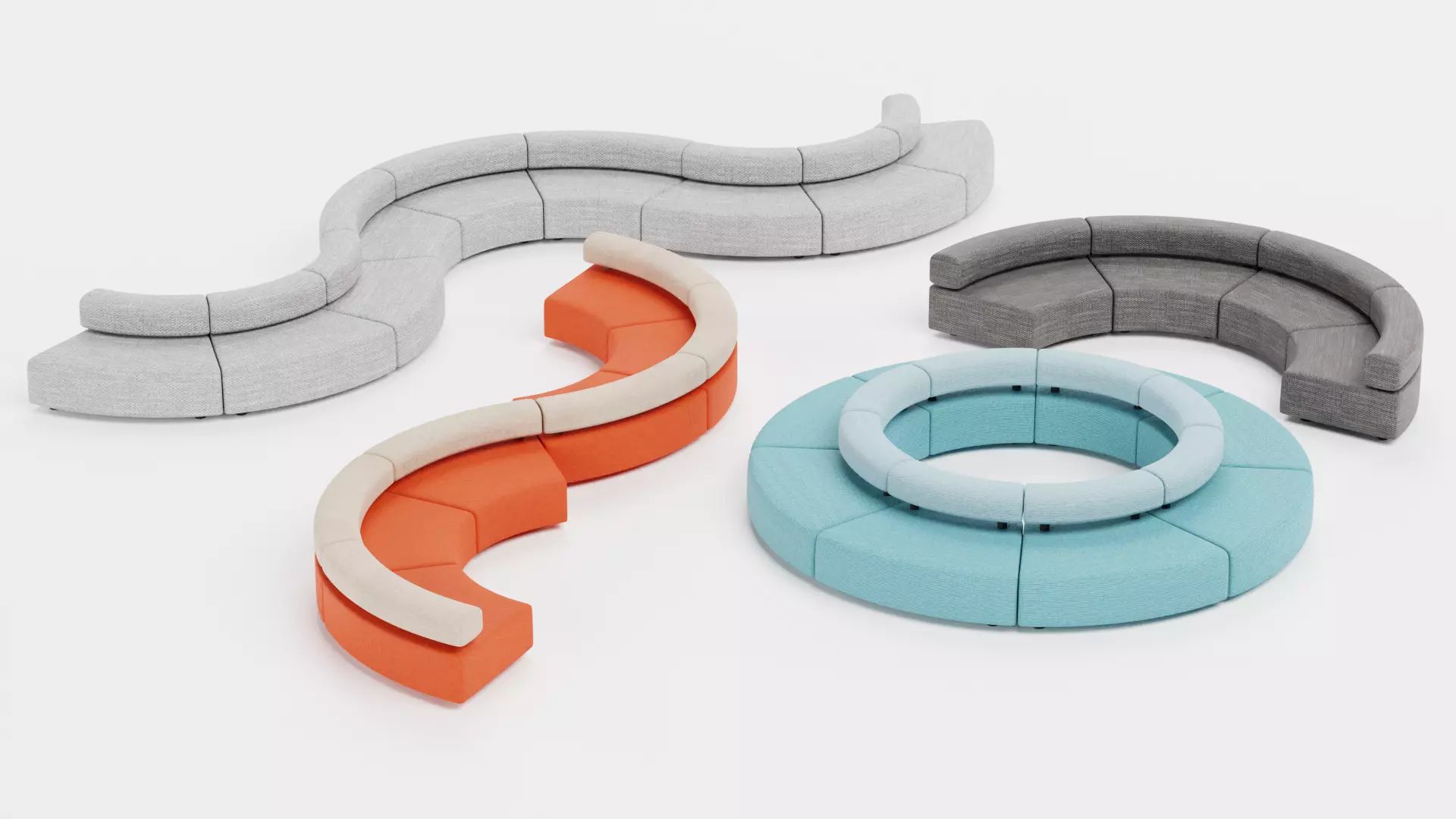 Modular Sofa Collection Low-poly 3D model_2