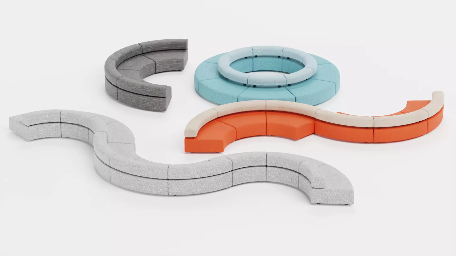 Modular Sofa Collection Low-poly 3D model_4