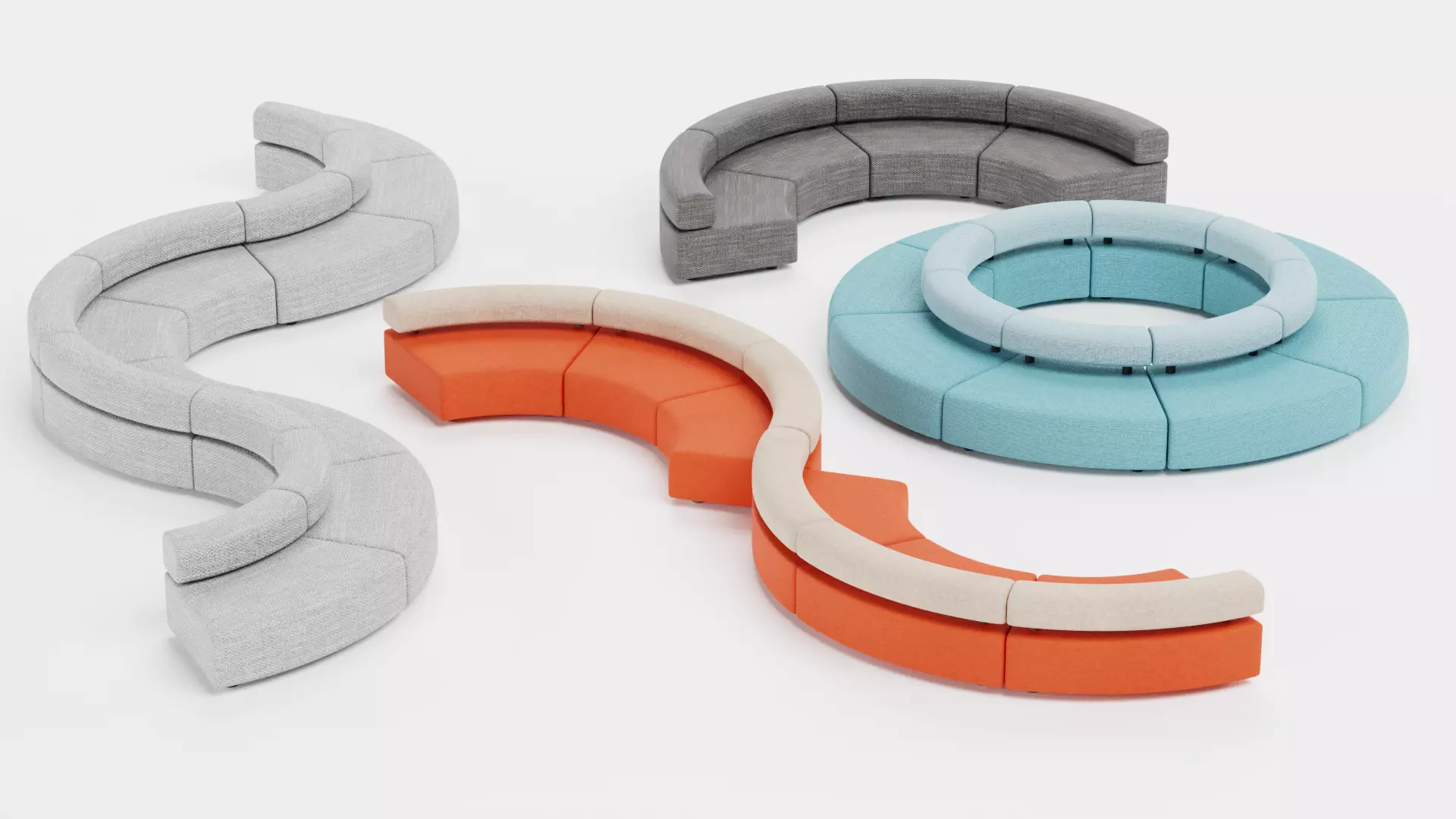 Modular Sofa Collection Low-poly 3D model_3