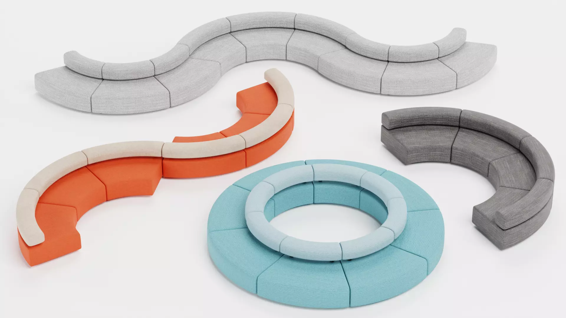 Modular Sofa Collection Low-poly 3D model_0