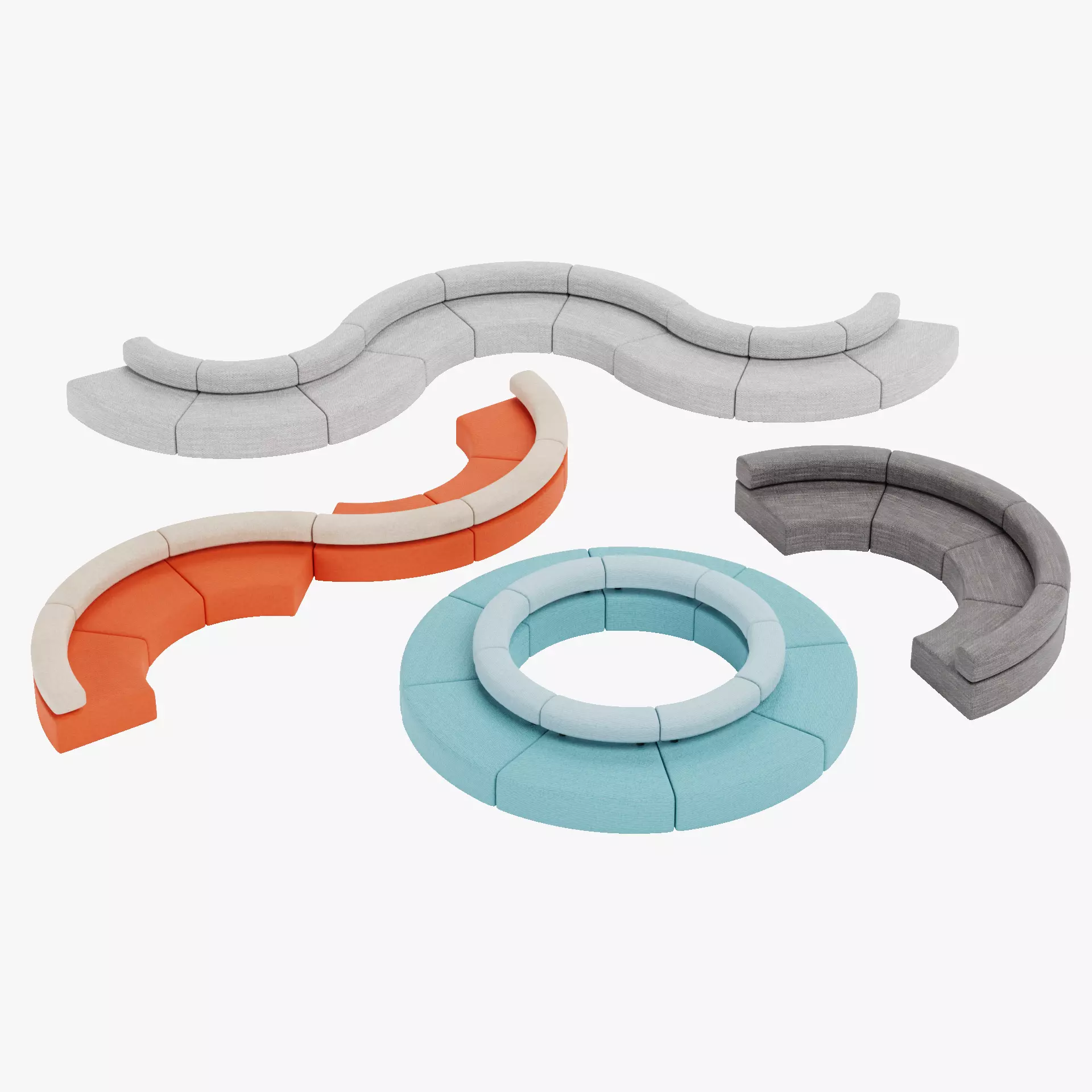 Modular Sofa Collection Low-poly 3D model_30