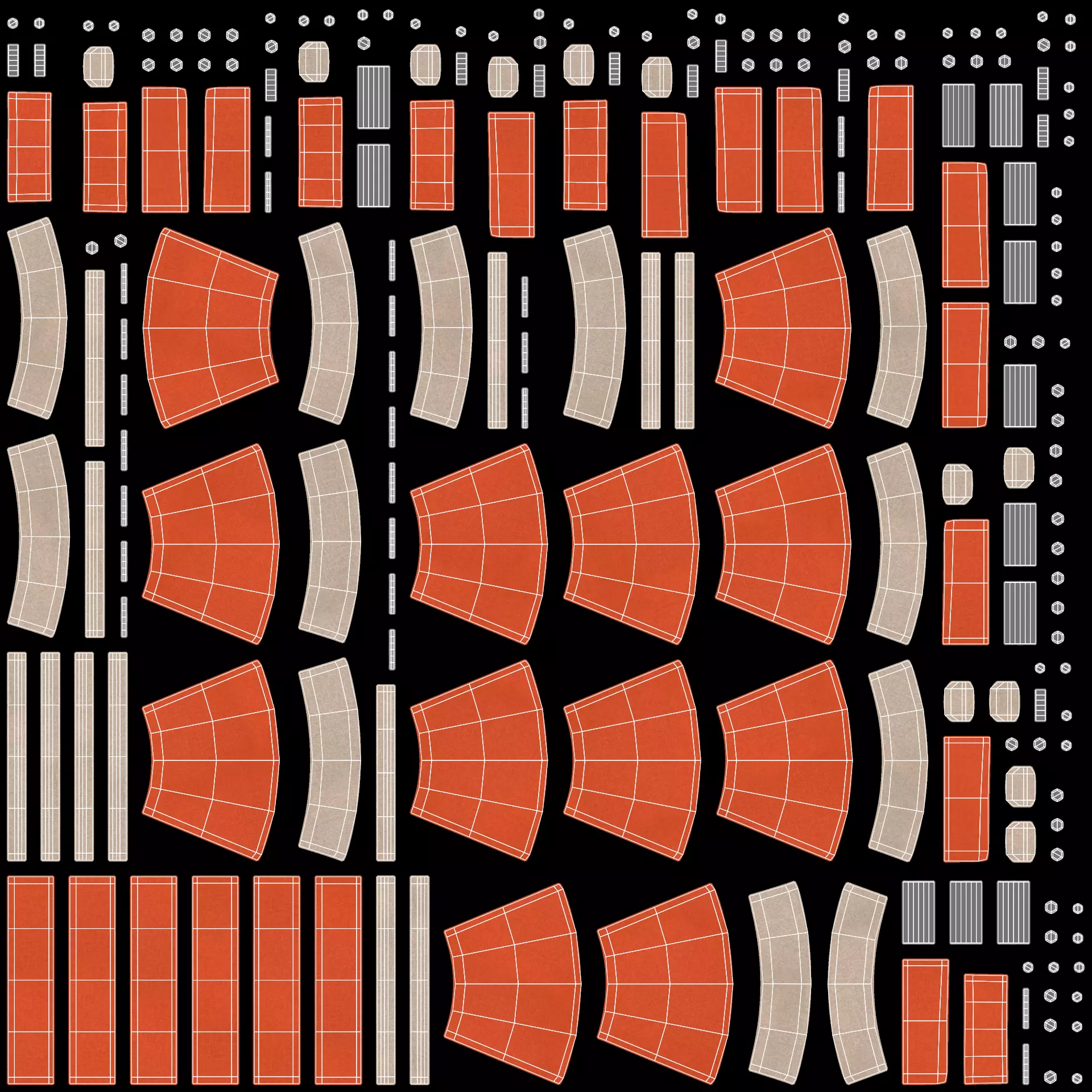 Modular Sofa Collection Low-poly 3D model_11