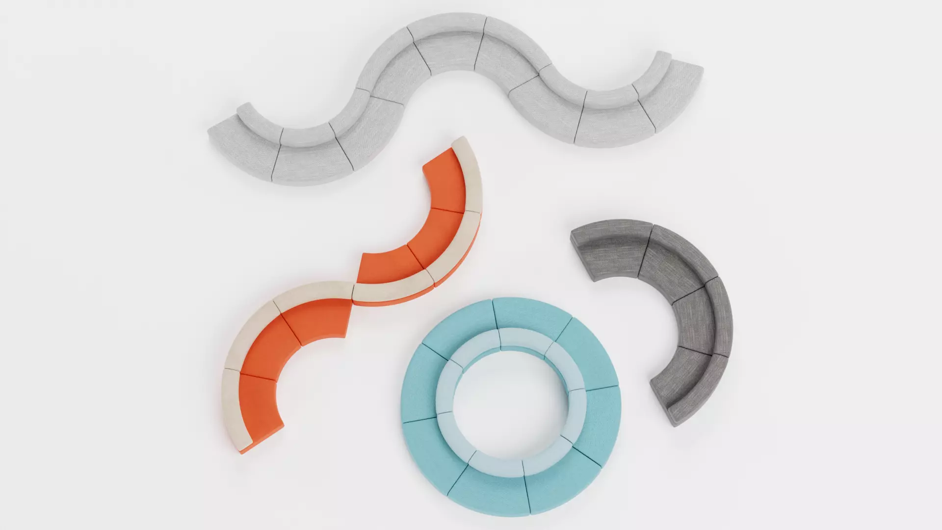 Modular Sofa Collection Low-poly 3D model_1