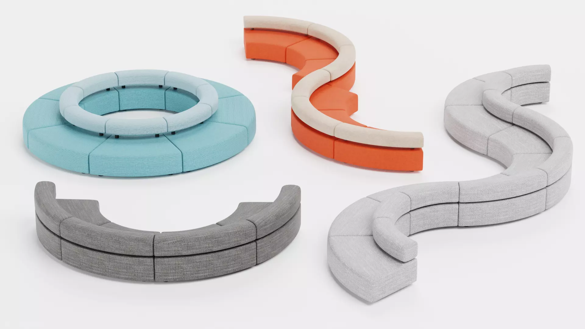 Modular Sofa Collection Low-poly 3D model_5