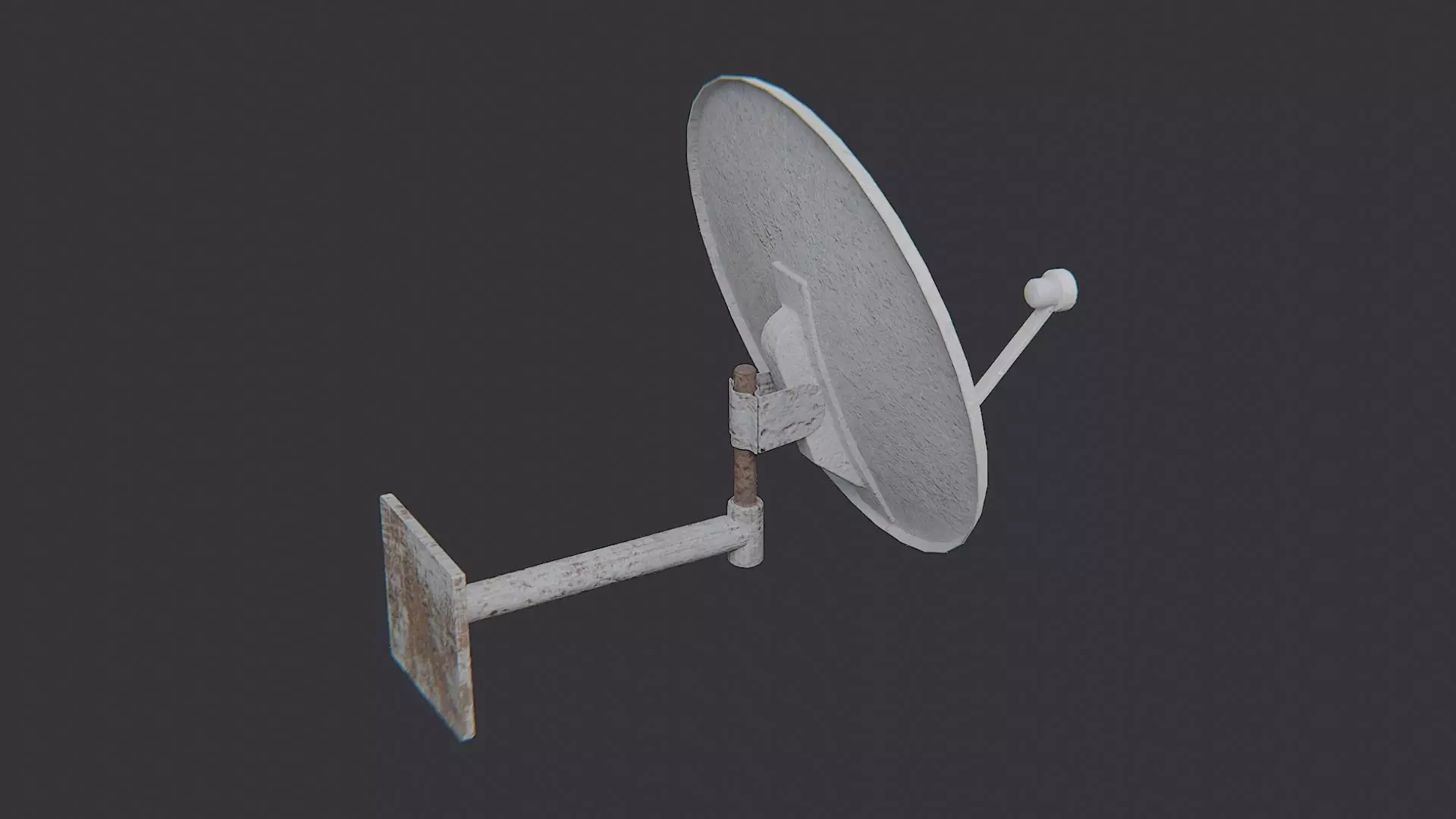 Small Satellite Dish with Wall Mount and Cable Low-poly 3D model_0