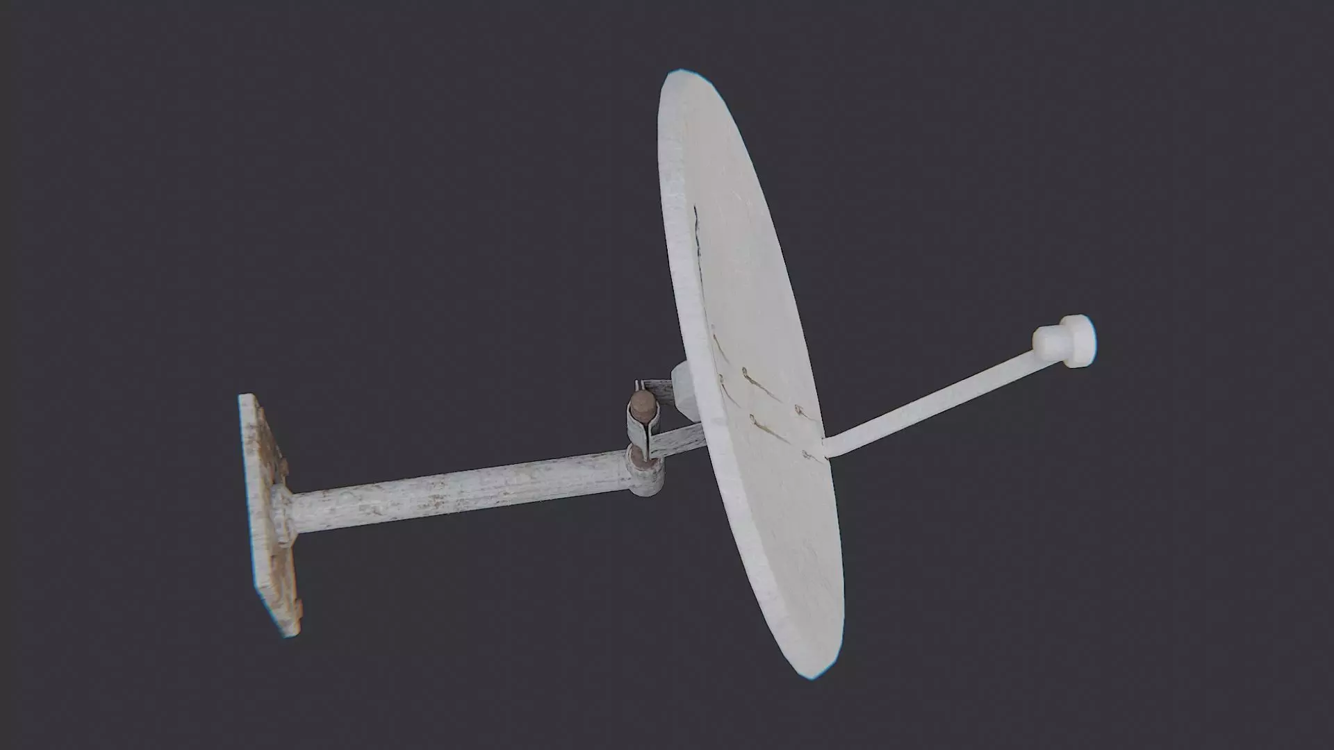 Small Satellite Dish with Wall Mount and Cable Low-poly 3D model_4