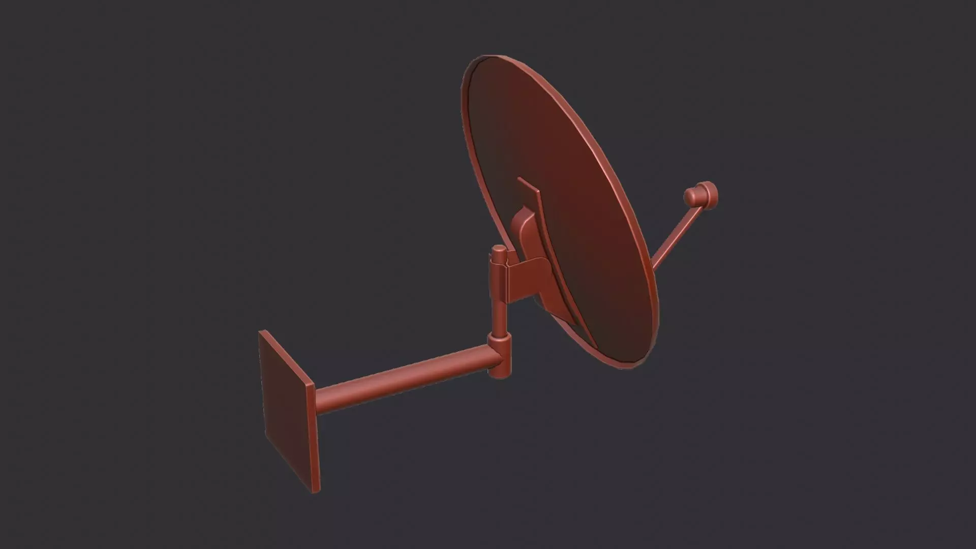 Small Satellite Dish with Wall Mount and Cable Low-poly 3D model_6