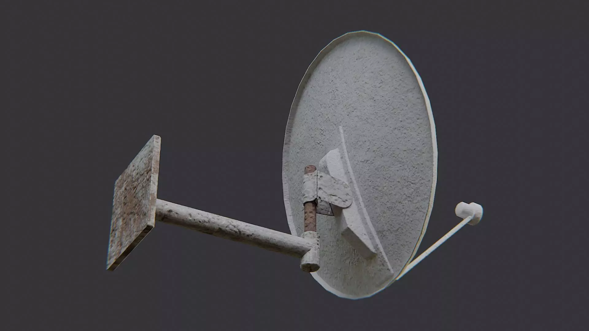 Small Satellite Dish with Wall Mount and Cable Low-poly 3D model_5