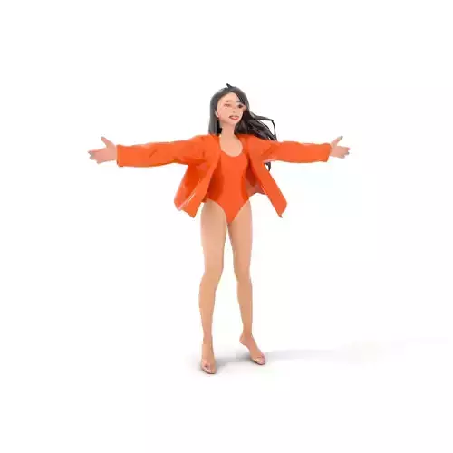 Orange Attire Female model pack Low-poly 3D model Orange Attire Female model pack Low-poly 3D model