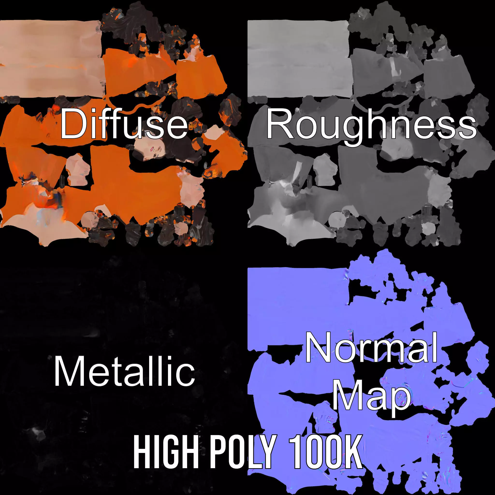 Orange Attire Female model pack Low-poly 3D model_3