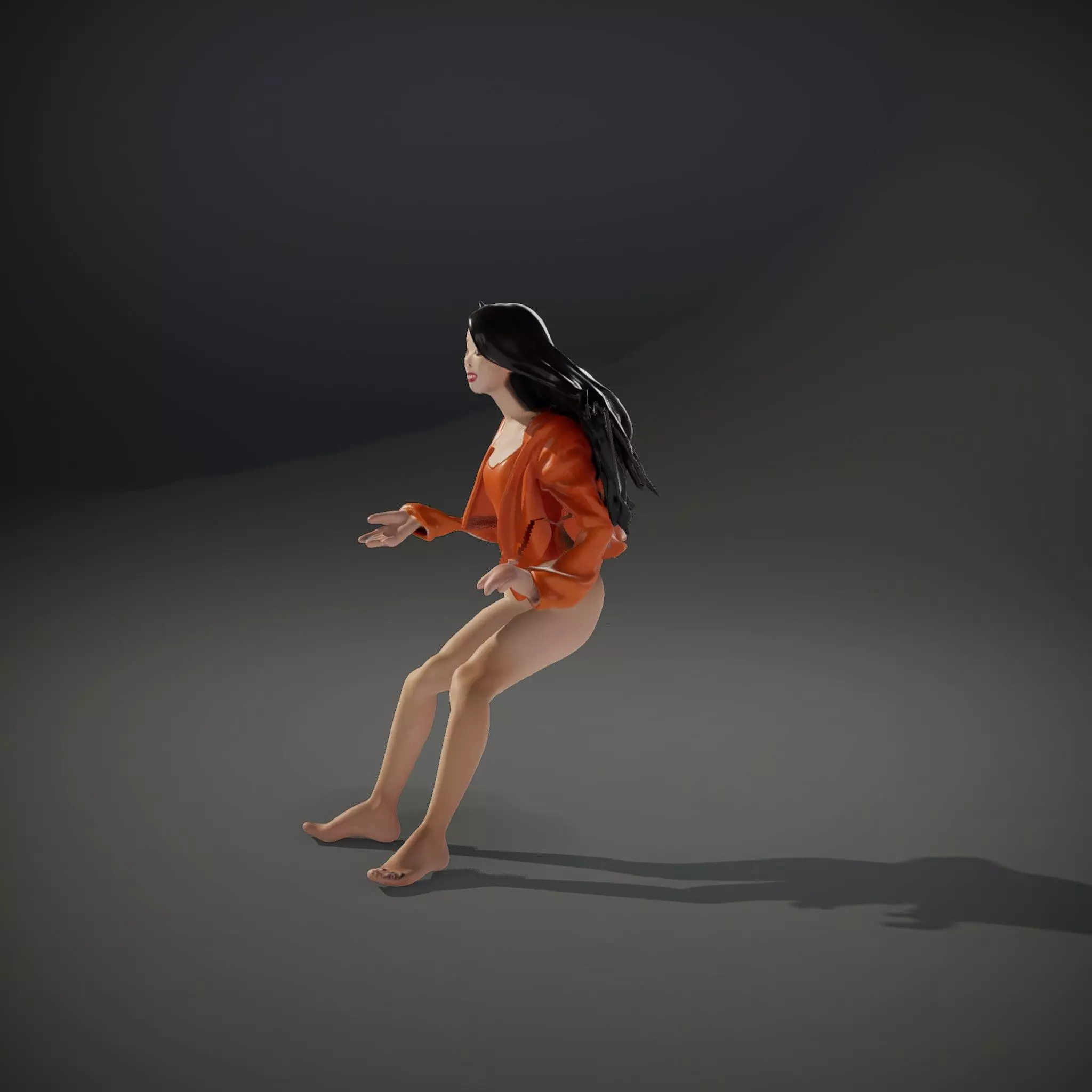 Orange Attire Female model pack Low-poly 3D model_33