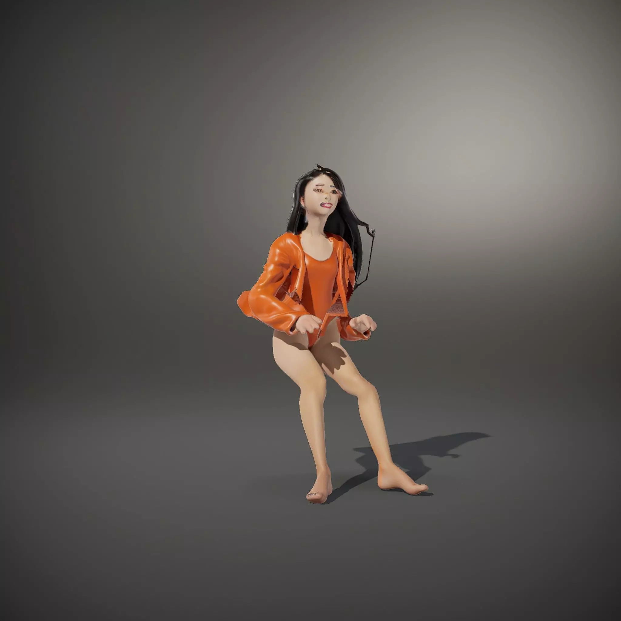Orange Attire Female model pack Low-poly 3D model_34