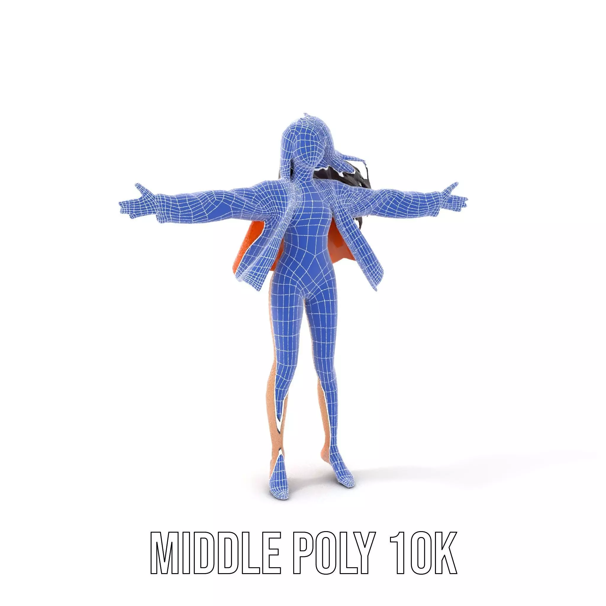 Orange Attire Female model pack Low-poly 3D model_15