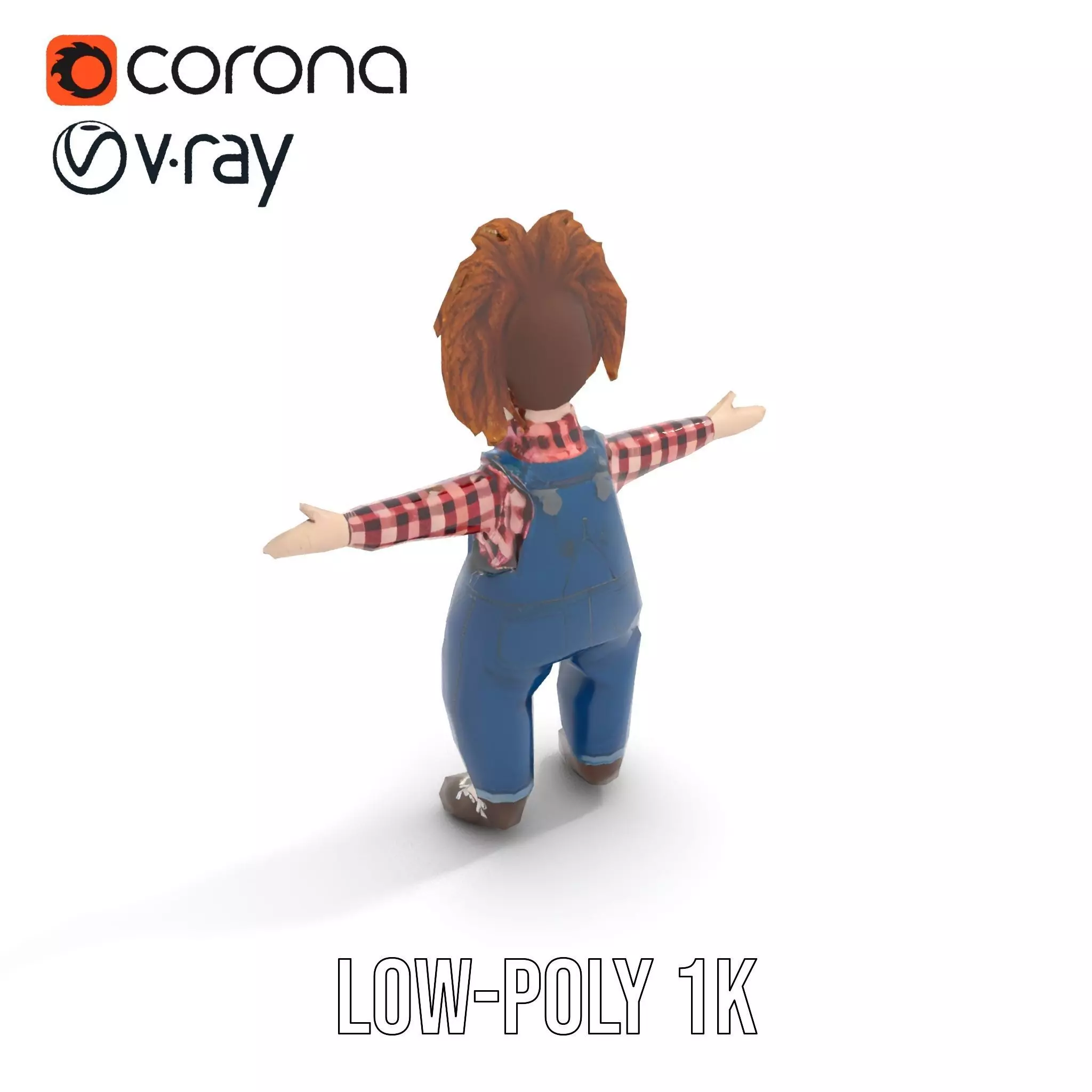 Playful Toy Doll model pack Low-poly 3D model_7