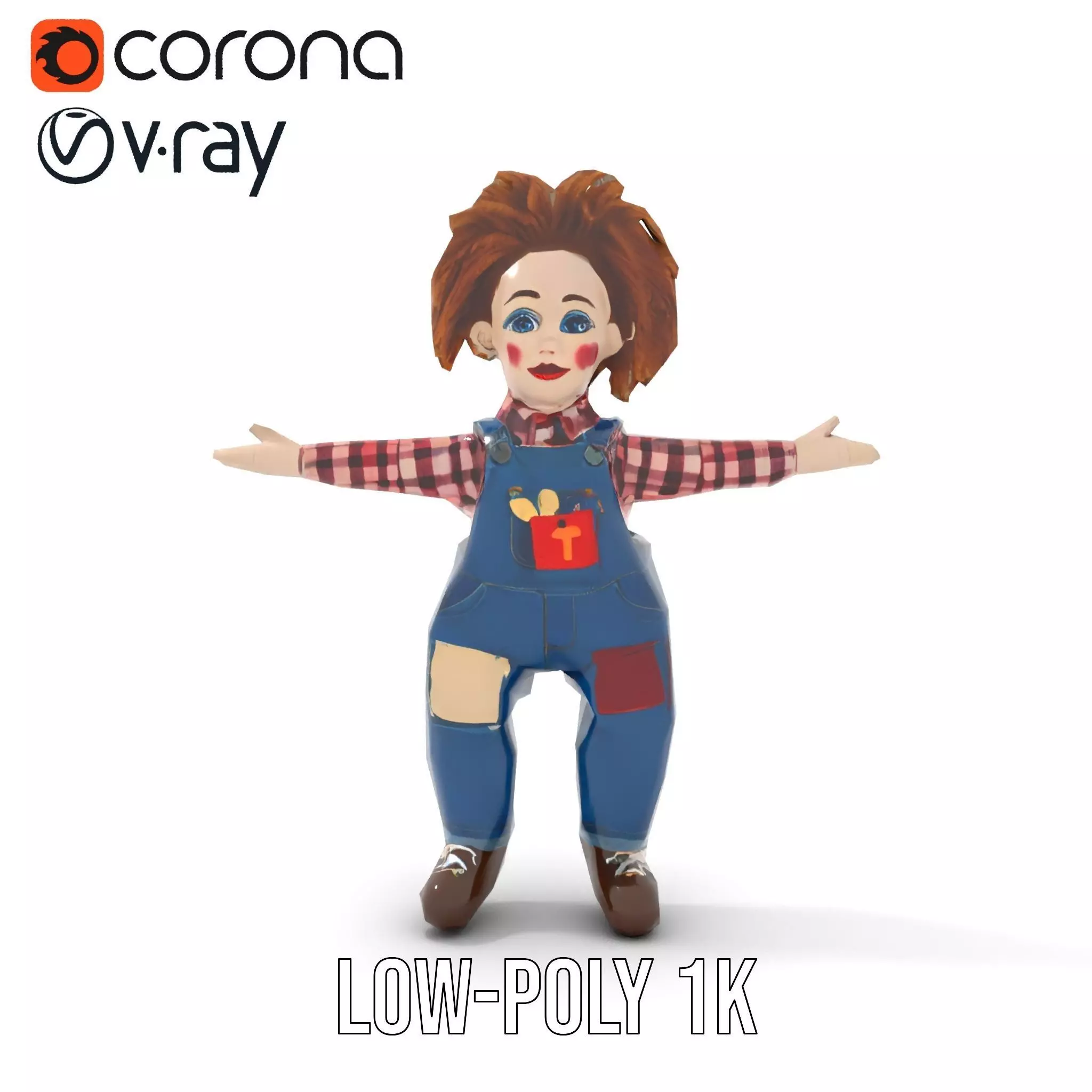 Playful Toy Doll model pack Low-poly 3D model_18
