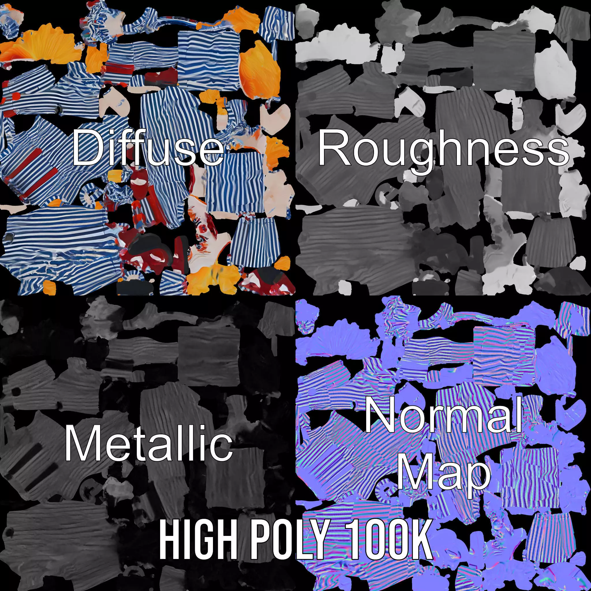 Colorful Clown Costume model pack Low-poly 3D model_3