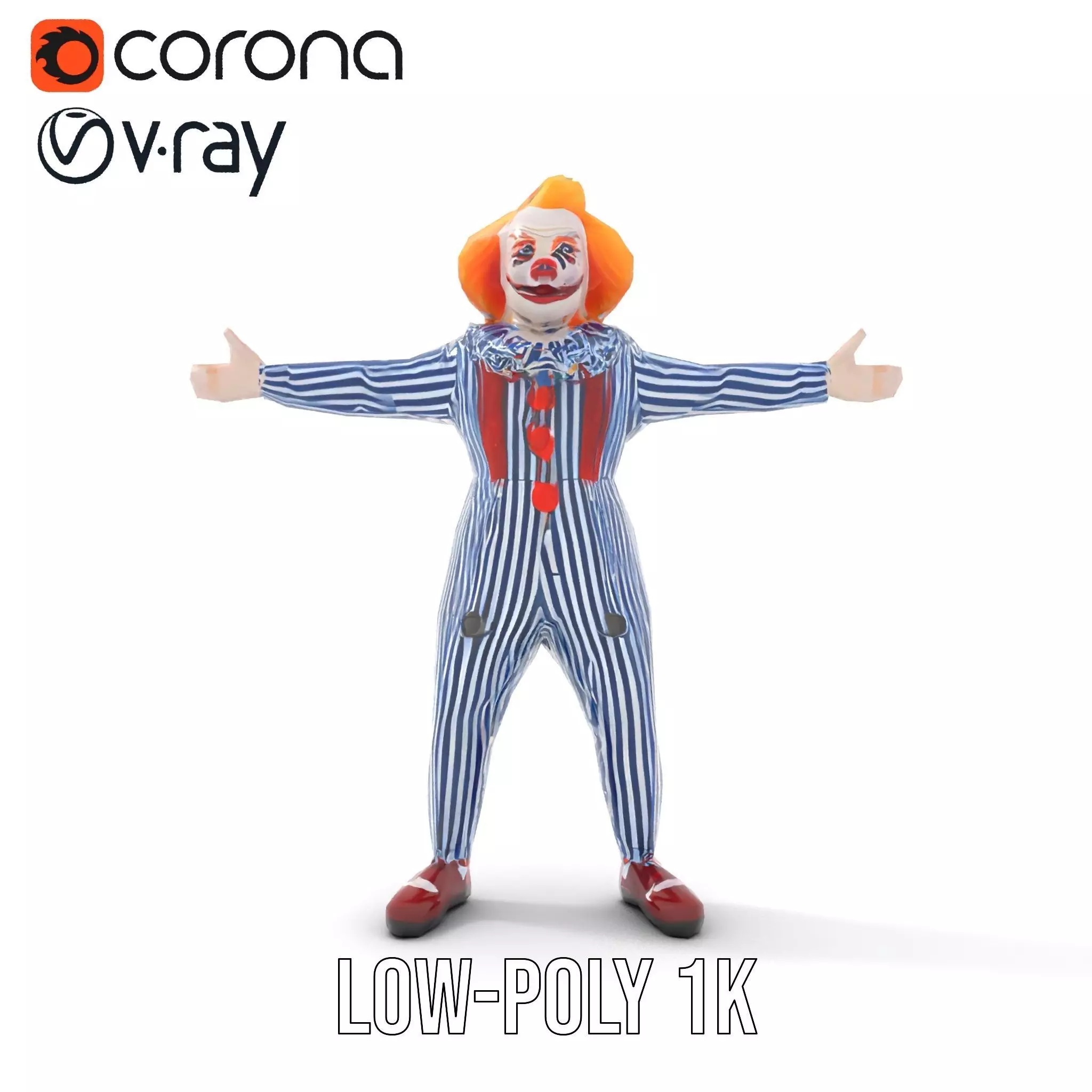 Colorful Clown Costume model pack Low-poly 3D model_15