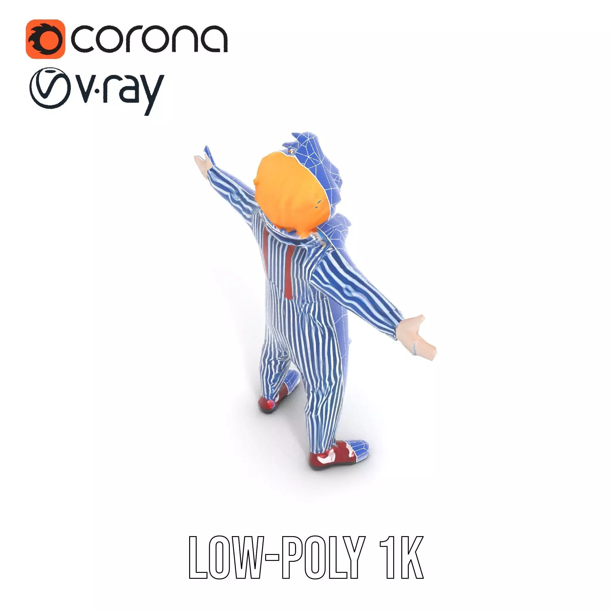 Colorful Clown Costume model pack Low-poly 3D model_30