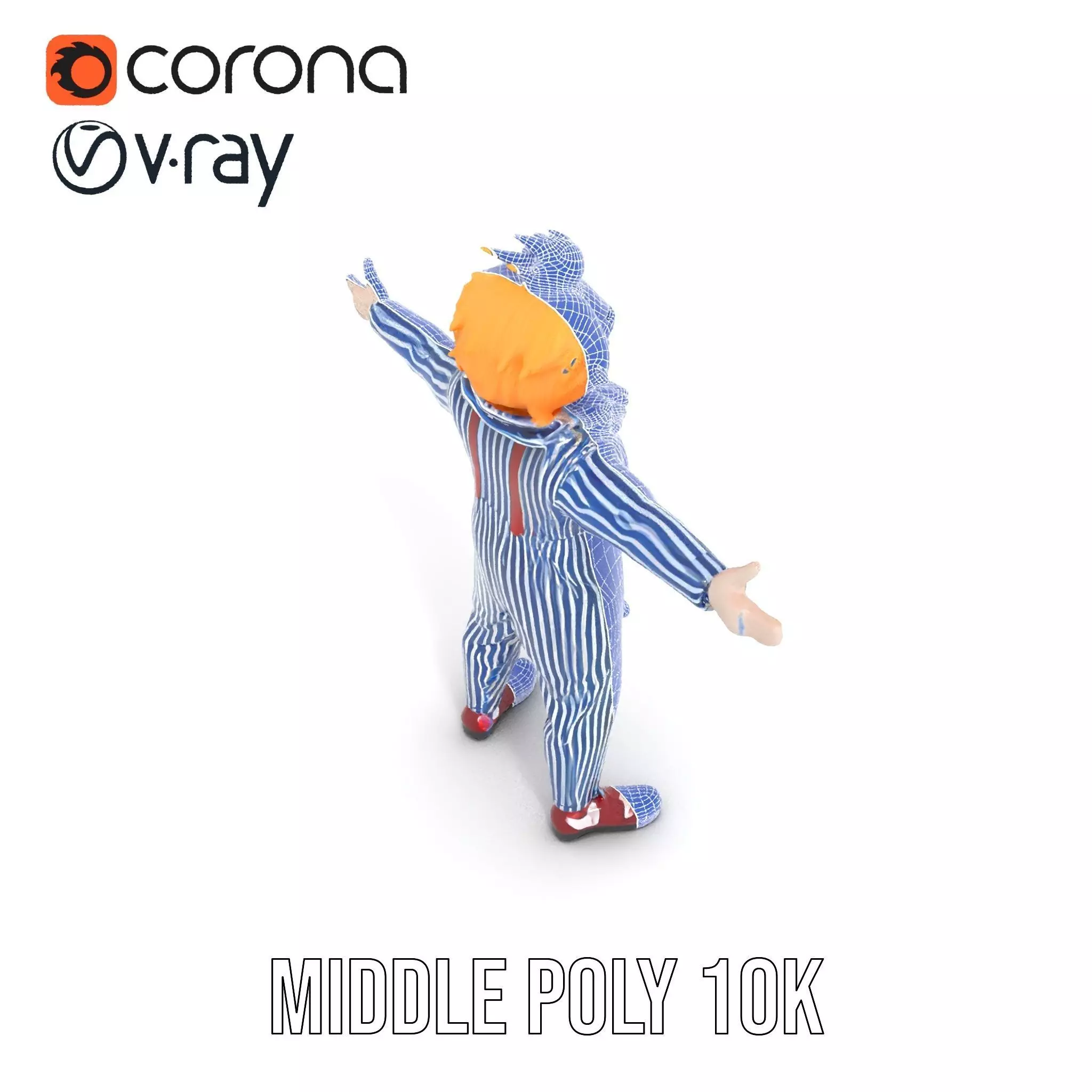 Colorful Clown Costume model pack Low-poly 3D model_5