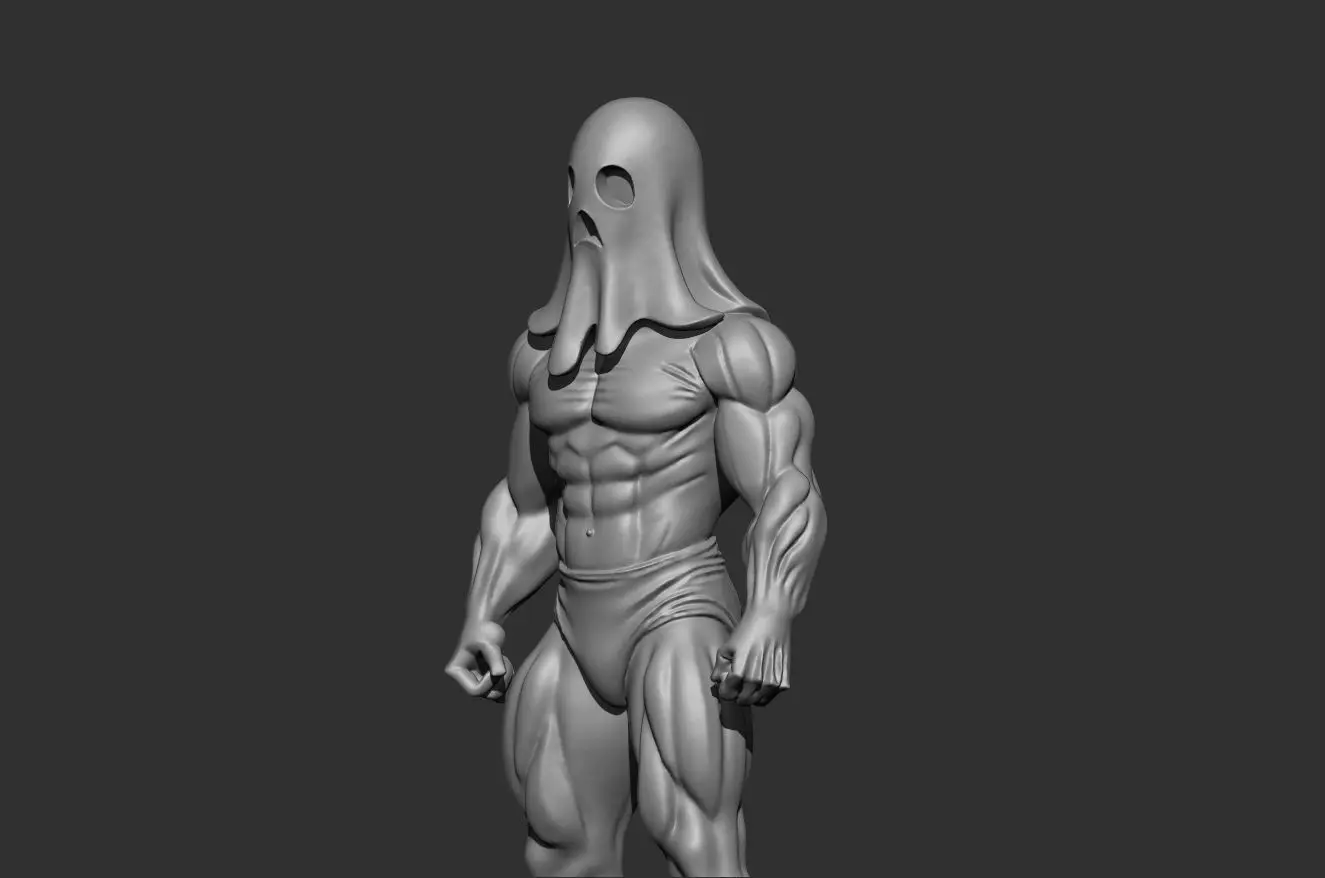 Jacked Halloween Ghost-100mm resin miniature-pre supported 3D print model_1