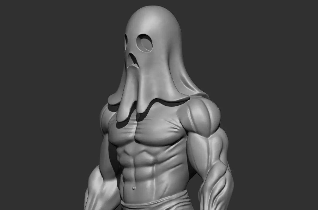 Jacked Halloween Ghost-100mm resin miniature-pre supported 3D print model_7