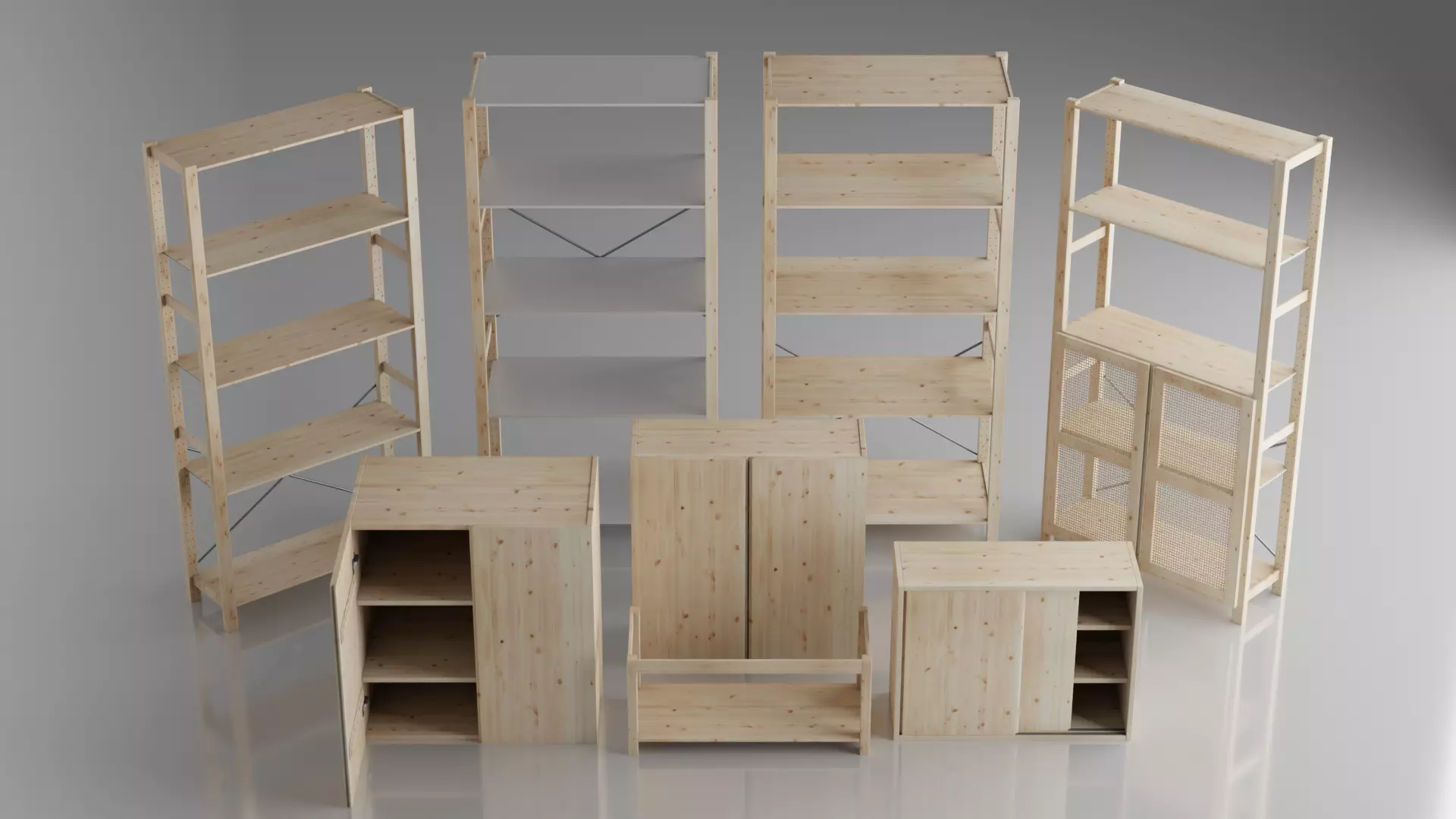 IKEA IVAR Furniture System Collection Low-poly 3D model_0