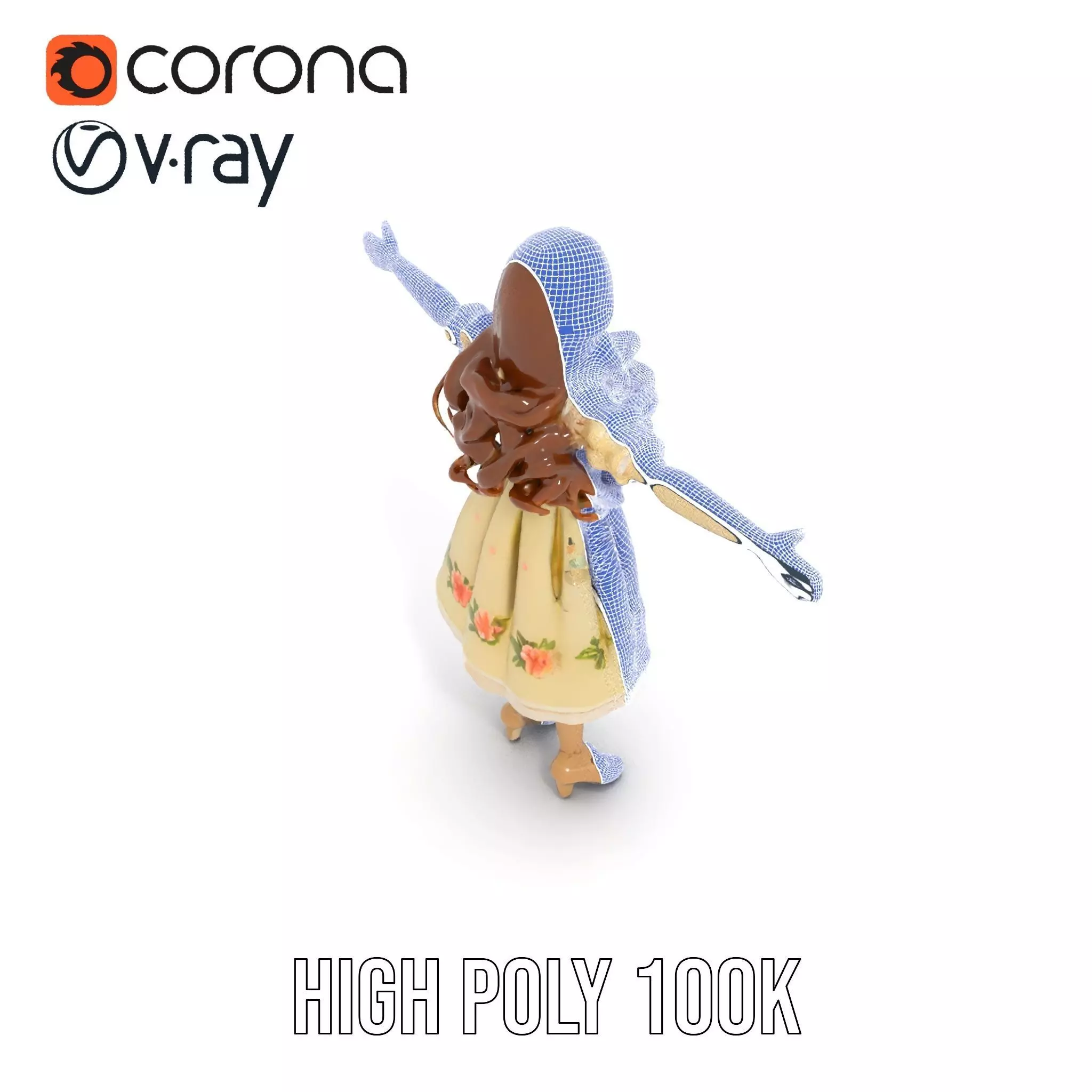 Vintage Porcelain Doll model pack Low-poly 3D model_32